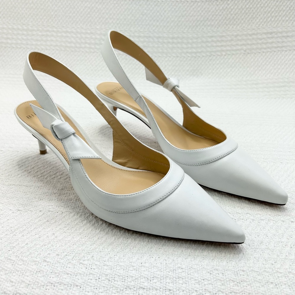 Alexandre Birman White Slingback Pumps with Pointed Toe